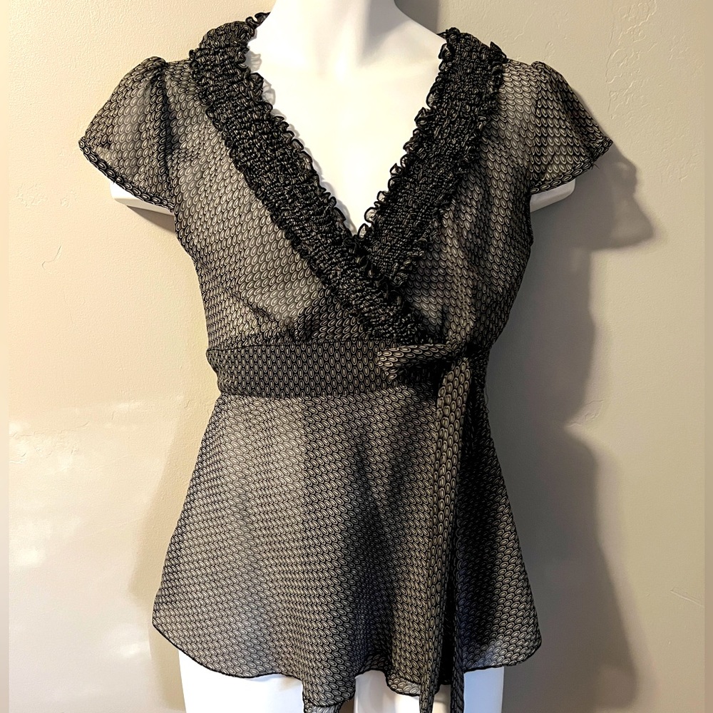 Marty M | Sheer Blouse with Tie | Small